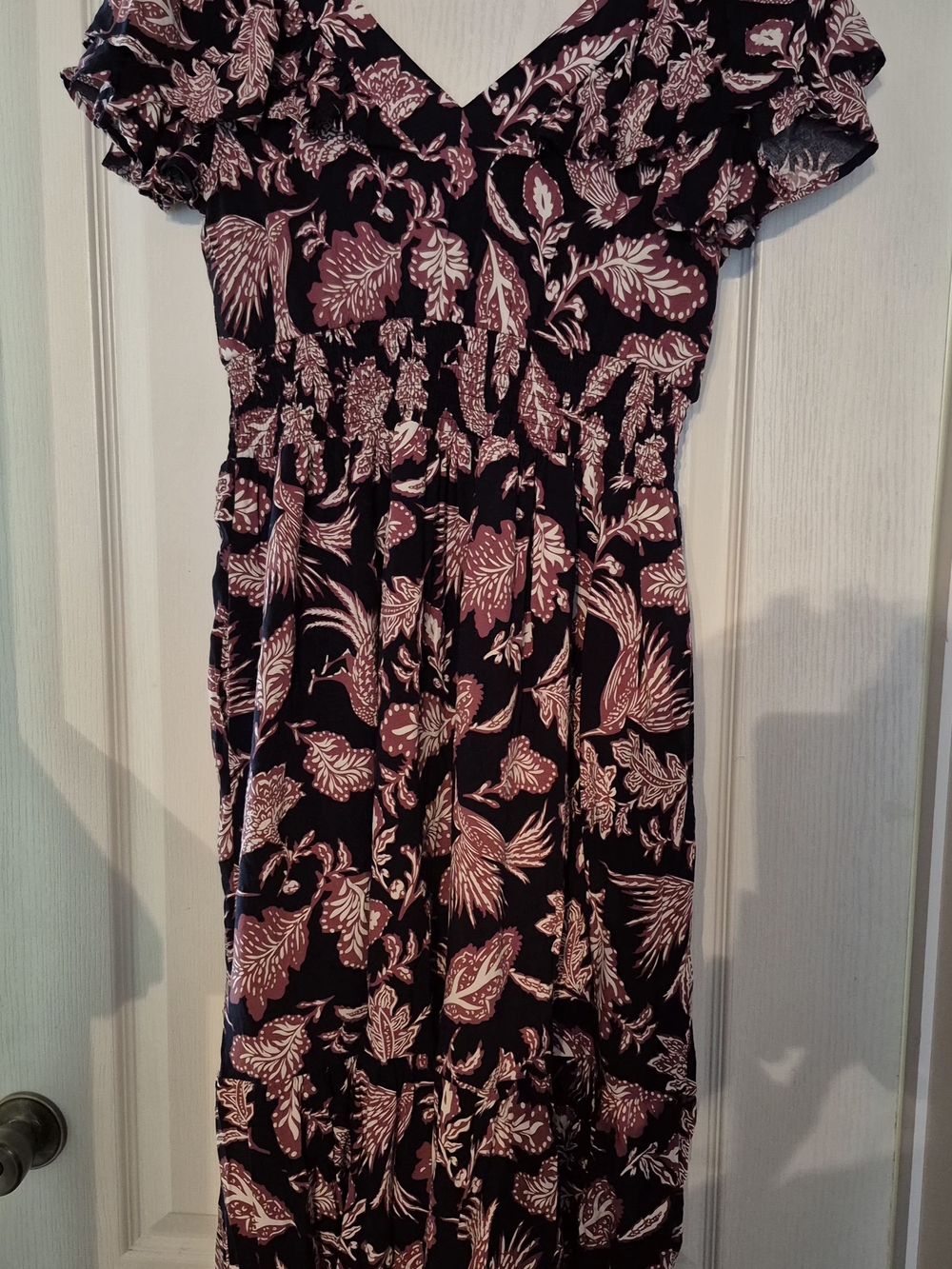 Maurices Navy Dress with Dusty Rose Floral Print